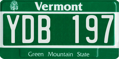 VT license plate YDB197