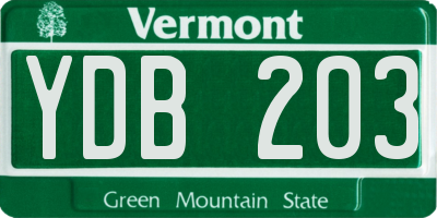 VT license plate YDB203