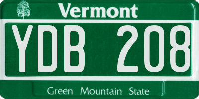 VT license plate YDB208