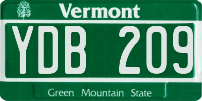 VT license plate YDB209