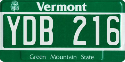 VT license plate YDB216
