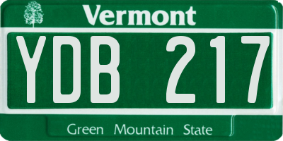 VT license plate YDB217
