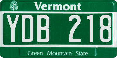 VT license plate YDB218