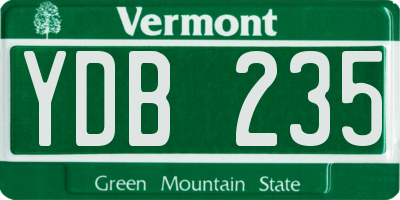 VT license plate YDB235
