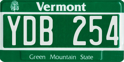VT license plate YDB254