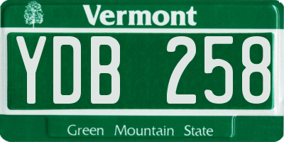 VT license plate YDB258