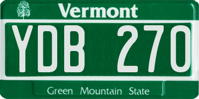 VT license plate YDB270