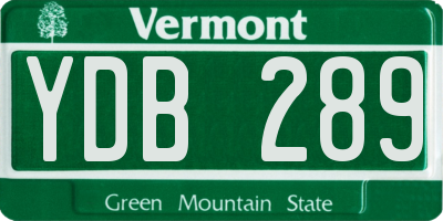 VT license plate YDB289