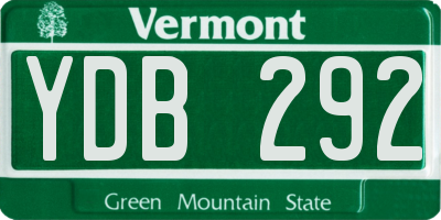 VT license plate YDB292