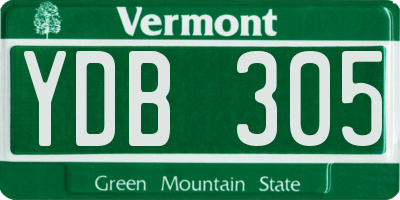 VT license plate YDB305