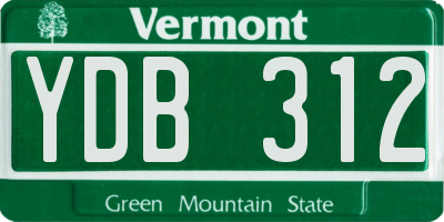 VT license plate YDB312