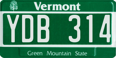 VT license plate YDB314