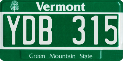 VT license plate YDB315