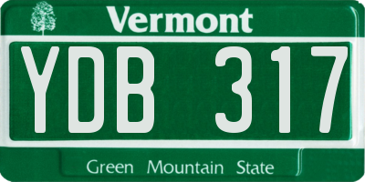 VT license plate YDB317