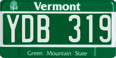 VT license plate YDB319
