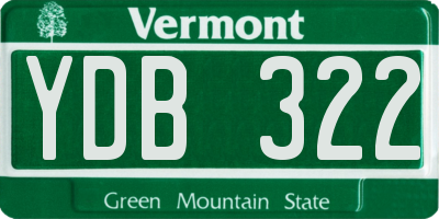 VT license plate YDB322