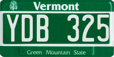 VT license plate YDB325