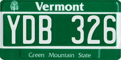 VT license plate YDB326