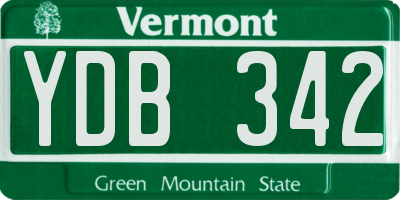 VT license plate YDB342