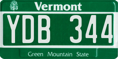 VT license plate YDB344