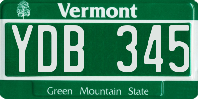 VT license plate YDB345