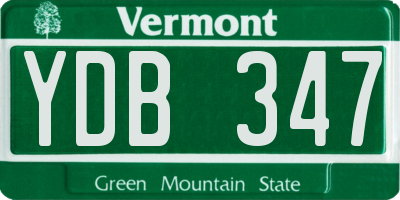 VT license plate YDB347