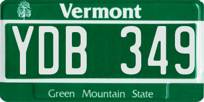 VT license plate YDB349