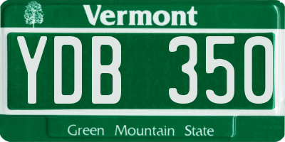 VT license plate YDB350