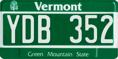 VT license plate YDB352