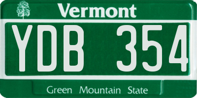 VT license plate YDB354