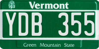 VT license plate YDB355