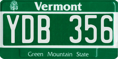 VT license plate YDB356