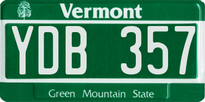 VT license plate YDB357