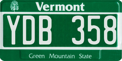 VT license plate YDB358