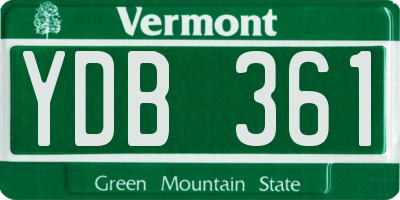 VT license plate YDB361