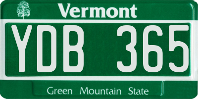 VT license plate YDB365