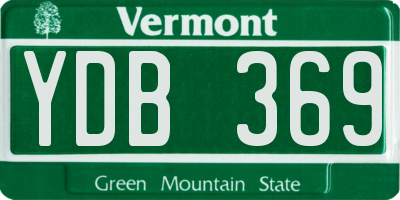 VT license plate YDB369