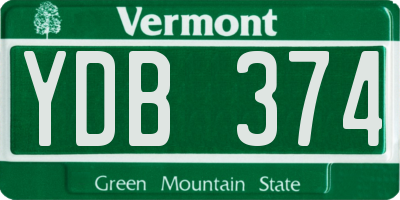 VT license plate YDB374