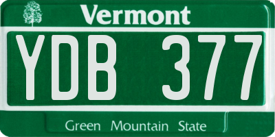 VT license plate YDB377
