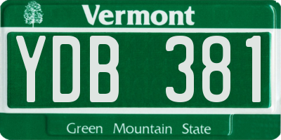 VT license plate YDB381
