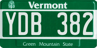 VT license plate YDB382