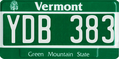 VT license plate YDB383