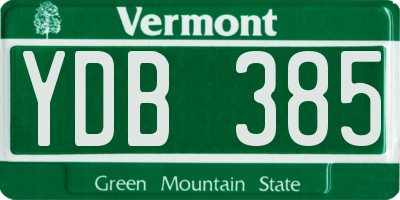 VT license plate YDB385