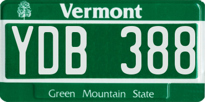 VT license plate YDB388