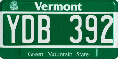 VT license plate YDB392