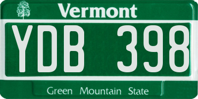VT license plate YDB398