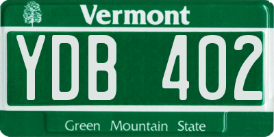 VT license plate YDB402
