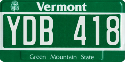 VT license plate YDB418