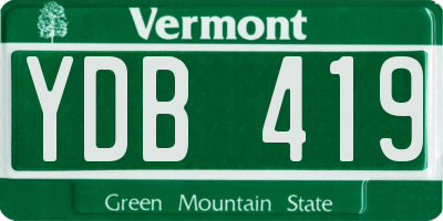 VT license plate YDB419