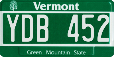 VT license plate YDB452